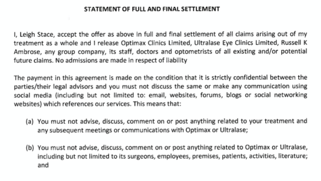 Settlement letter extract